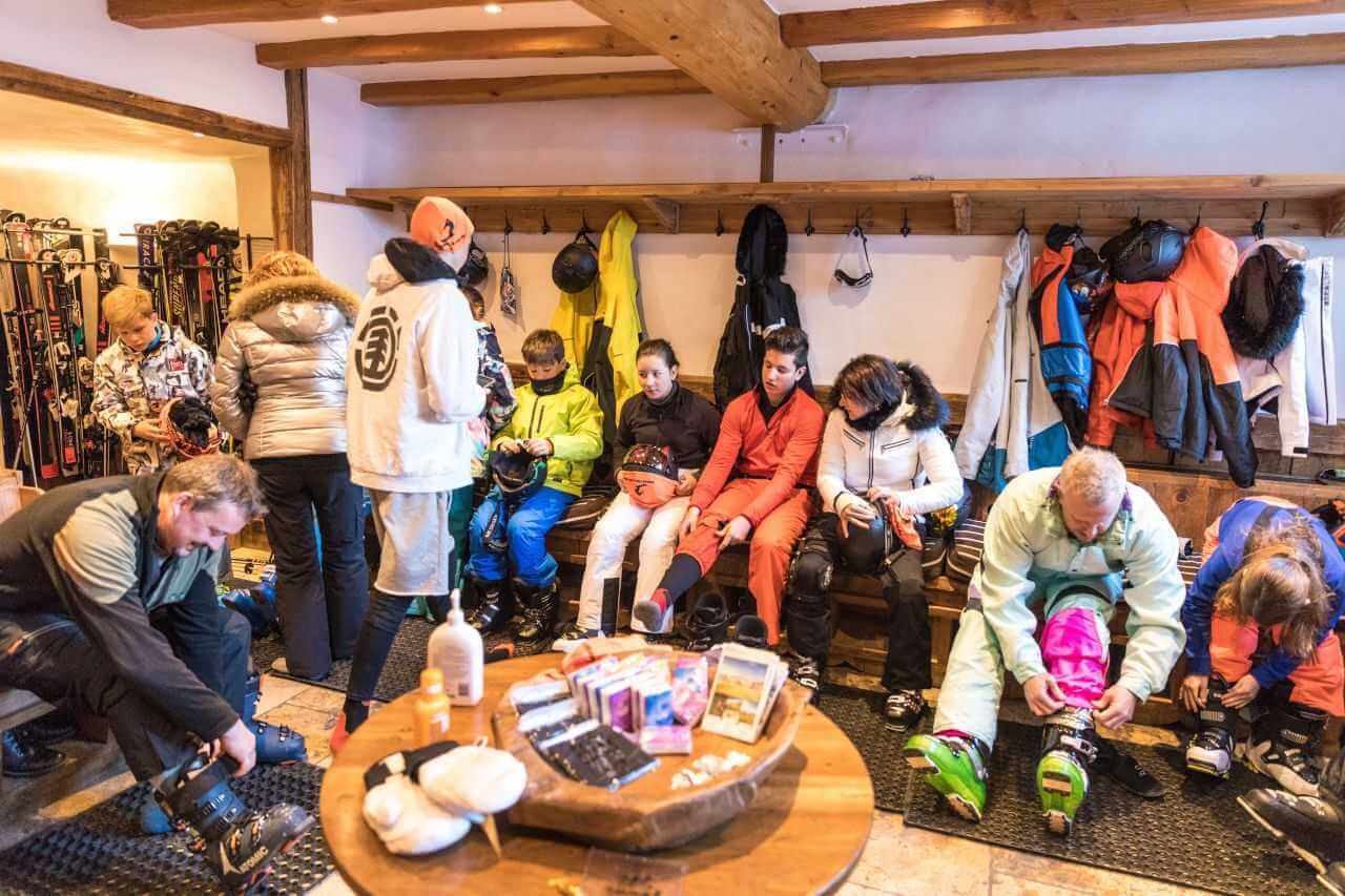 Preparing for a family ski day at Le Chardon Val d'Isère